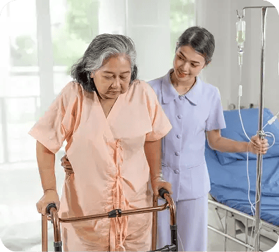 The nurses are well good taken care of elderly patients in hospital bed patients , medical and healthcare concept